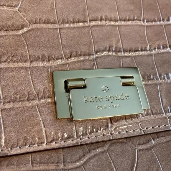 Kate Spade Knightsbridge Doris Satchel Croc Embossed Leather Sparrow Tan